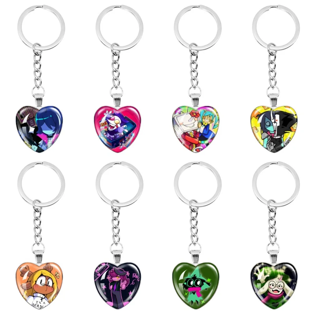 Llavero con colgante en forma de corazón Deltarune, personaje del juego Tenna, Raí, Spamton, Rossei, Sausia, joyería de cristal Noelle, regalo con dije