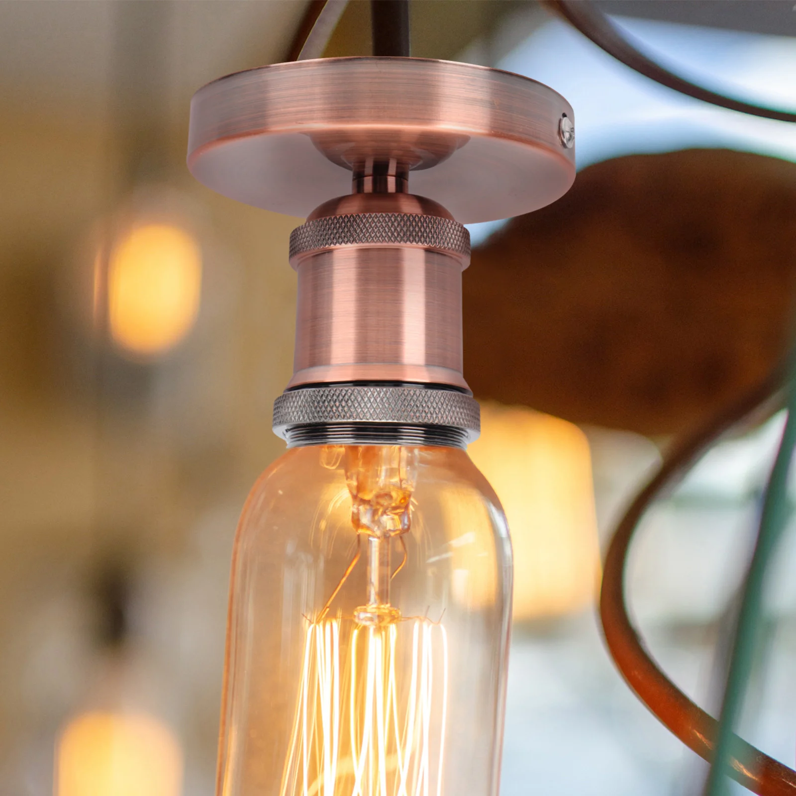 

Retro Lamp Holder Vintage E27 Light Socket Iron Ceramic Base Shade Compatible Decorative Industrial Style Home Bar Restaurant