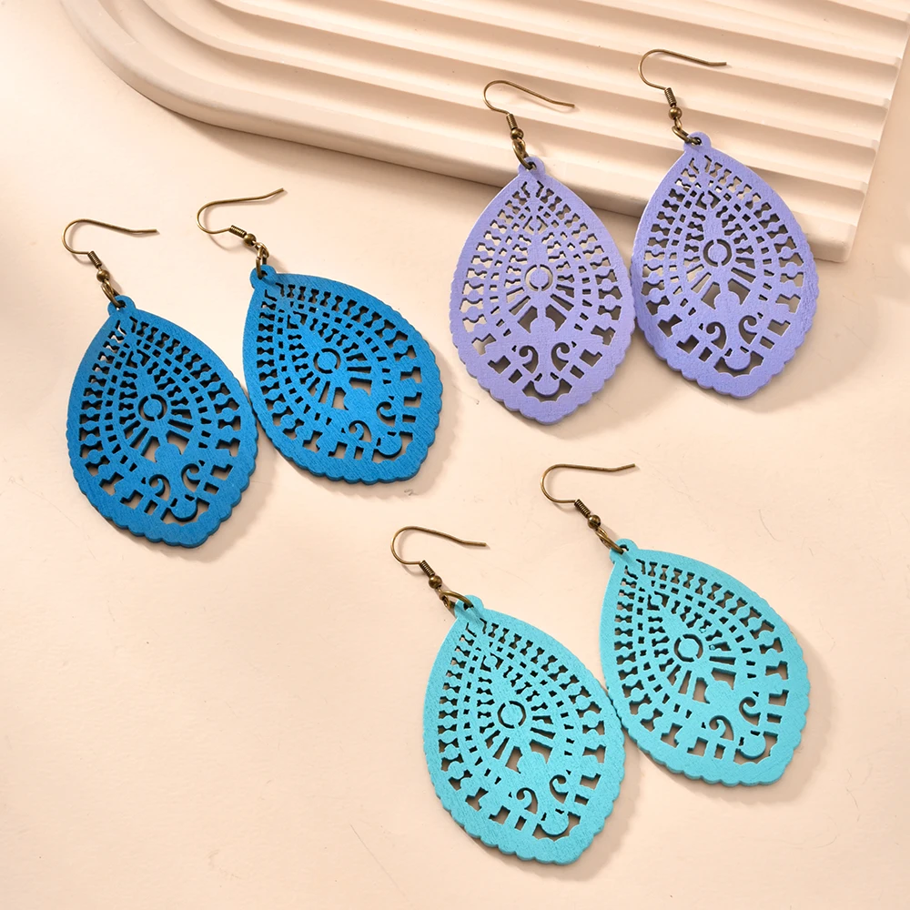 Vintage Accessories for Women Earrings Leaves Geometric New in Earrings Cutout Goth Wood Punk Boho Hoop 2023 Trending Fashion