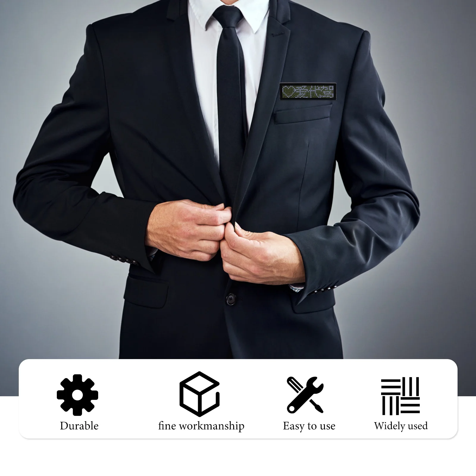 Rechargeable Led Name Badge Message Programmable Digital Display Usb Charging 300Mah Adjustable Modes Marquee