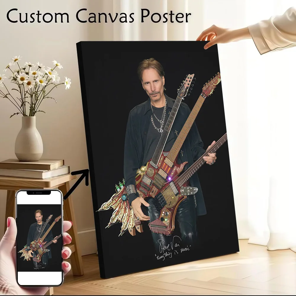 Steve Vai With Custom Guitars Canvas Poster Wall Art Customizable High Quality Printed Picture for Modern Living Room Pictures