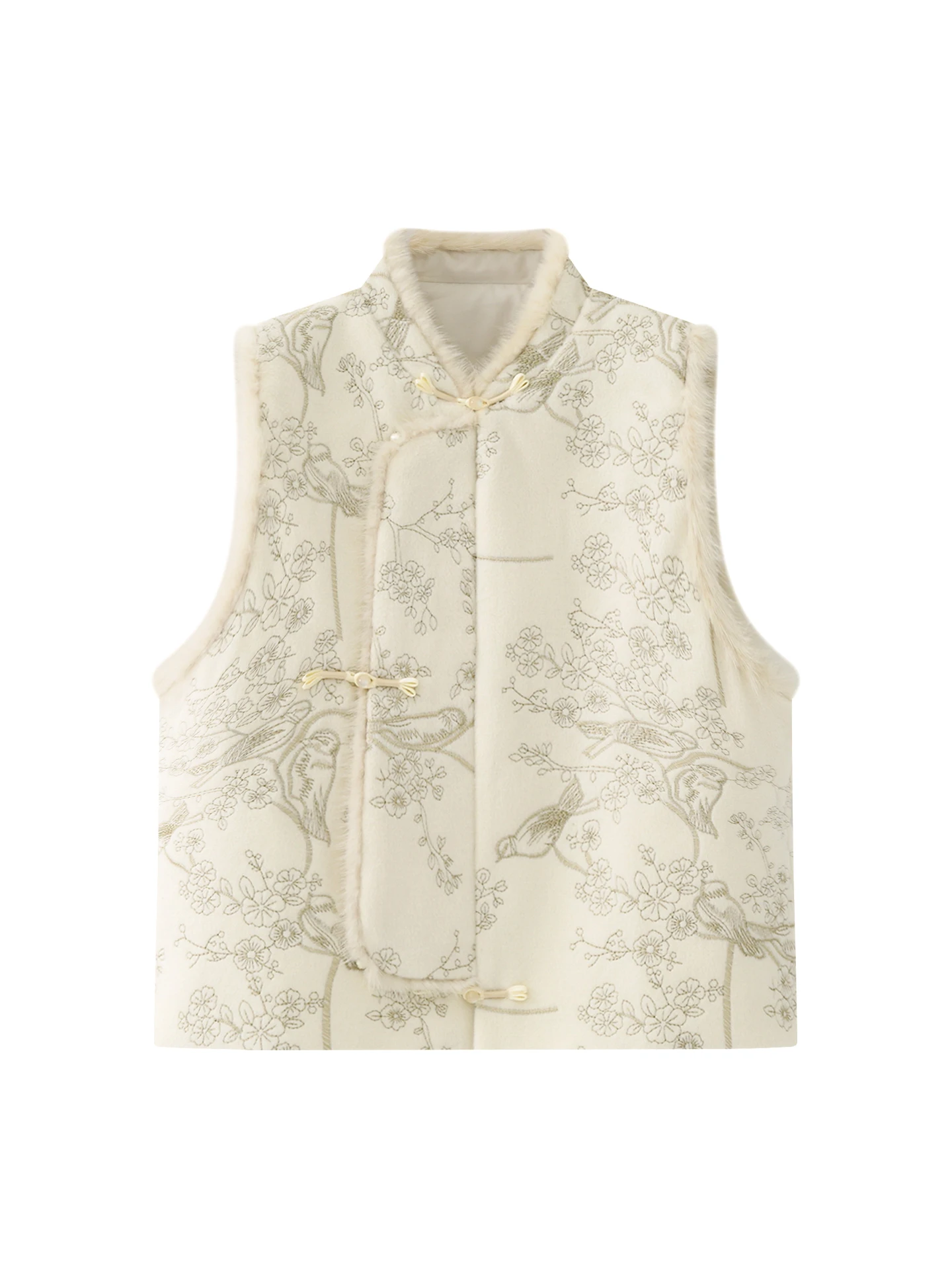 

Etam, китайский женский хлопковый жилет из смесовой шерсти с вышивкой, новинка зимы 2025 года, модный водный мех кролика, традиционный китайский...