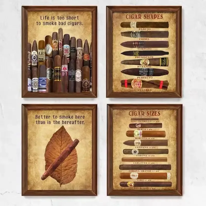 Cigar Size American Nostalgic Simple Retro Poster Decoration Cigar Bar Club Wall Hanging Painting