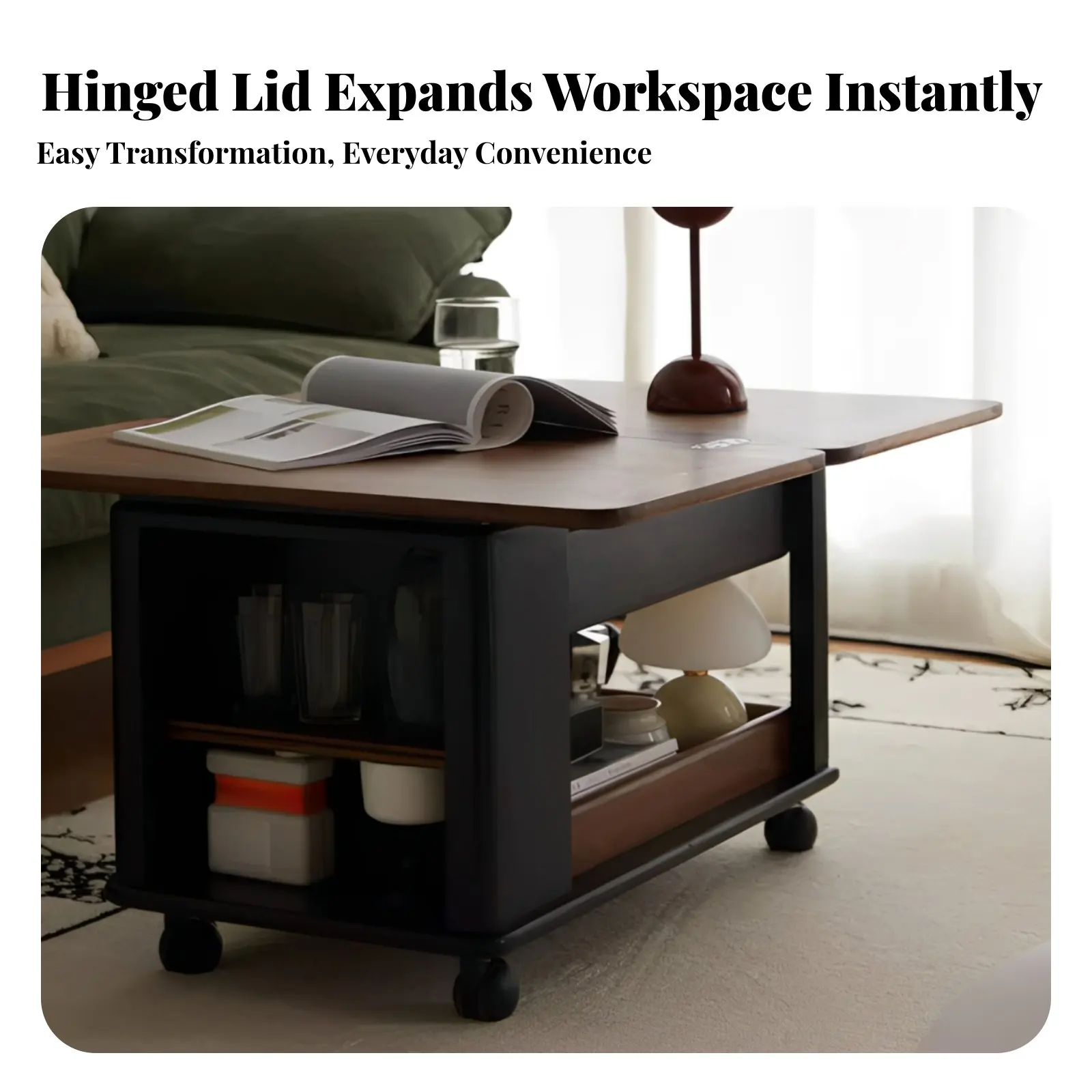 

2-Tier Rolling Tea Trolley Space-Saving 2-Tier Rolling Cart Multi-Functional Rotating Top for Entertainers, Living Room, Bedroom