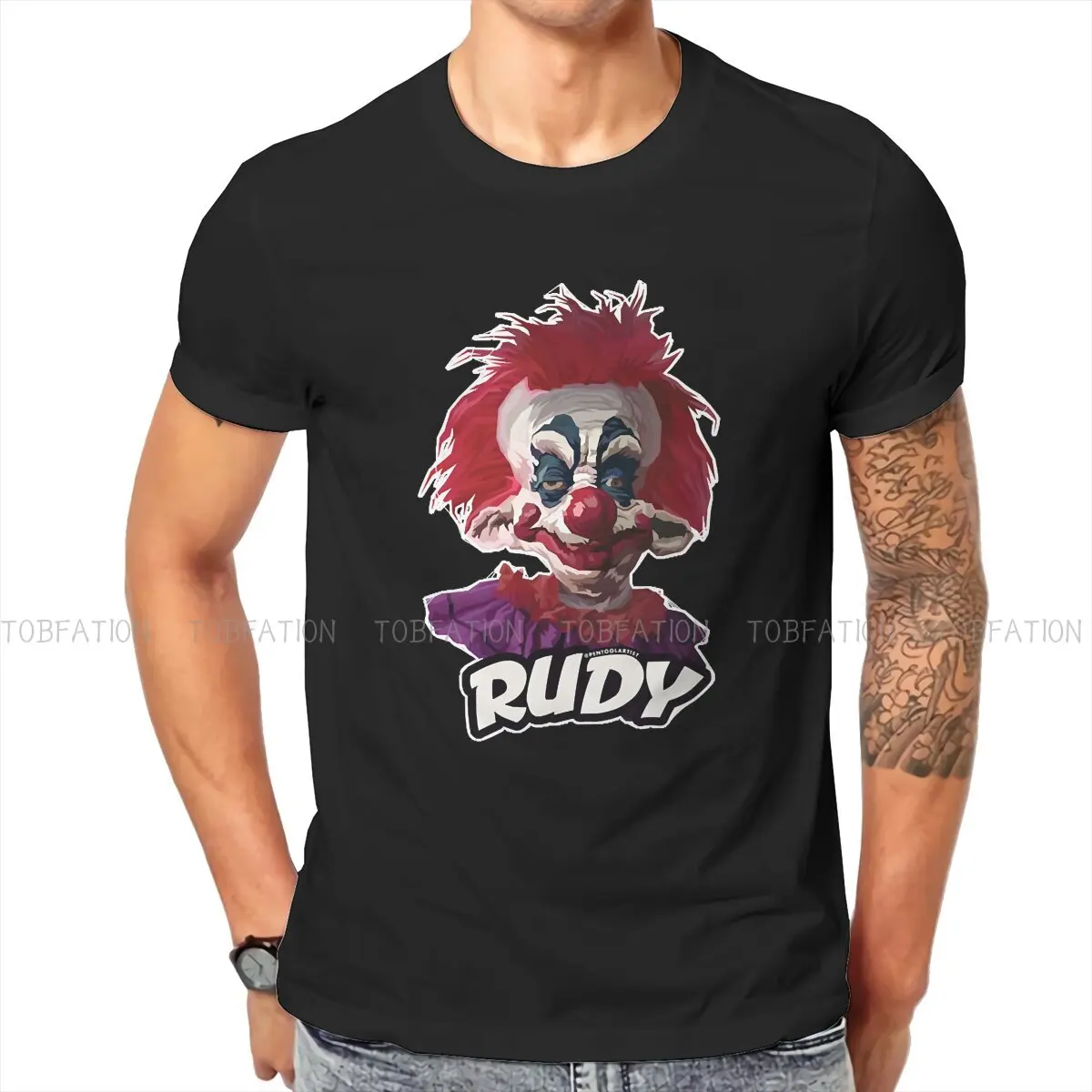 RUDY Classic  Round Collar TShirt Killer Klowns from Outer Space Horror Film Fabric Classic T Shirt Man's Clothes  Oversized