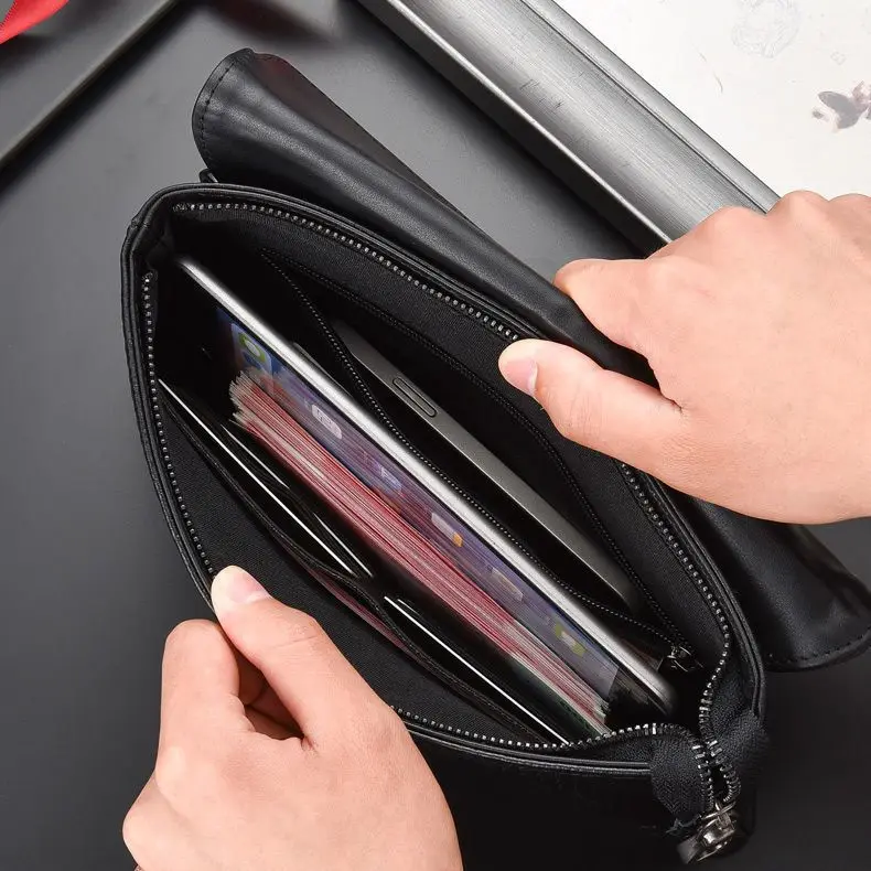 Imagem -05 - New Fashion Business Mens Long Clutches Carteira Natural Couro Real Masculino Vaca Couro Genuíno Cash Purses Clutch de Alta Qualidade