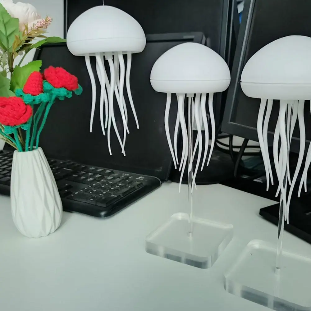 Creative Jellyfish Light Voice Control Type-C Charging Cute Jellyfish Bedside Lamp Flexible Tentacles For Holiday Children Gifts