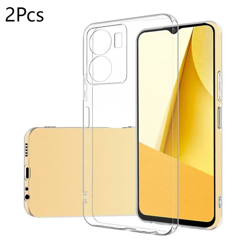 

2pcs Soft Armor Silicone Case For VIVO V25 V23 Pro V23E Y16 Y31 Y02 Y72 Y70 Y12S Y20i Y53S Y01 Y22 Y22S Y02S Y20S Y35 Y16 Clear