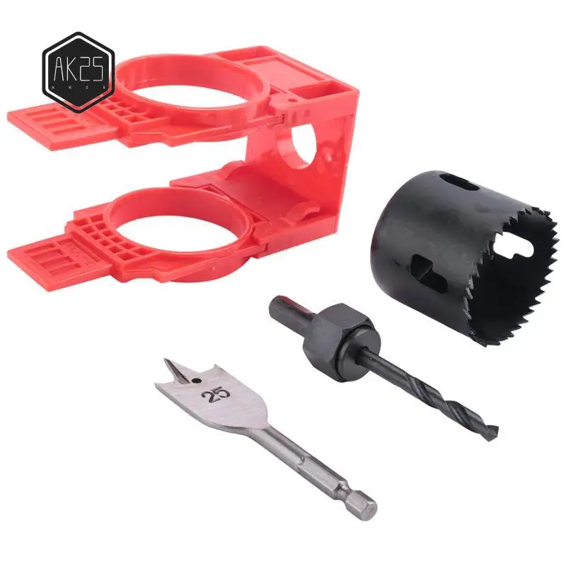 

AK25-Комплект для установки дверных замков, комплект для сверления дверных отверстий для засов и замков с направляющим шаблоном, кольцевая пила для дверных замков