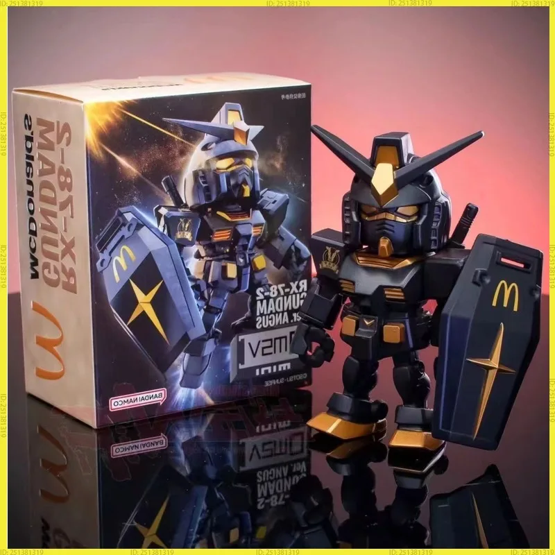Nova Figura de Modelo Gundam em Colaboração com McDonald's, Edição Black Gold Angus Rx78, Brinquedo Colecionável para Exibição para Colecionadores de Anime.