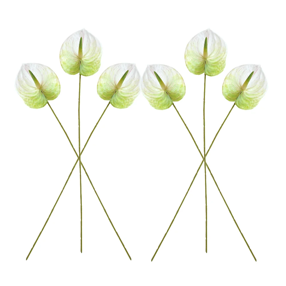 

6 Pcs Simulation Anthurium Andraeanum Flowers Household Fake Bouquet Decoration Artificial for Home Plant Adorn Lifelike