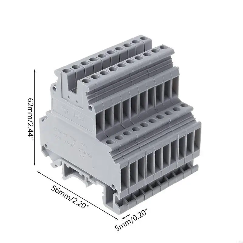 

F3MA 50 Pcs UKK3 DIN Double Level Dual Row Terminal Block 500V 25A 28-12AWG Gray