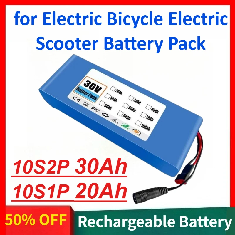 

36V 10S2P 30000mAh 10S1P 20000mAh 18650 Lithium Ion Rechargeable Battery Pack for Electric Bicycle Electric Scooter Battery Pack