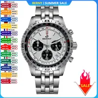 BERNY Navitimer Watches for Men Chronograph Aviation Pilot Quartz Watch Sapphire Super Luminous Luxury Multifunction Wristwatch