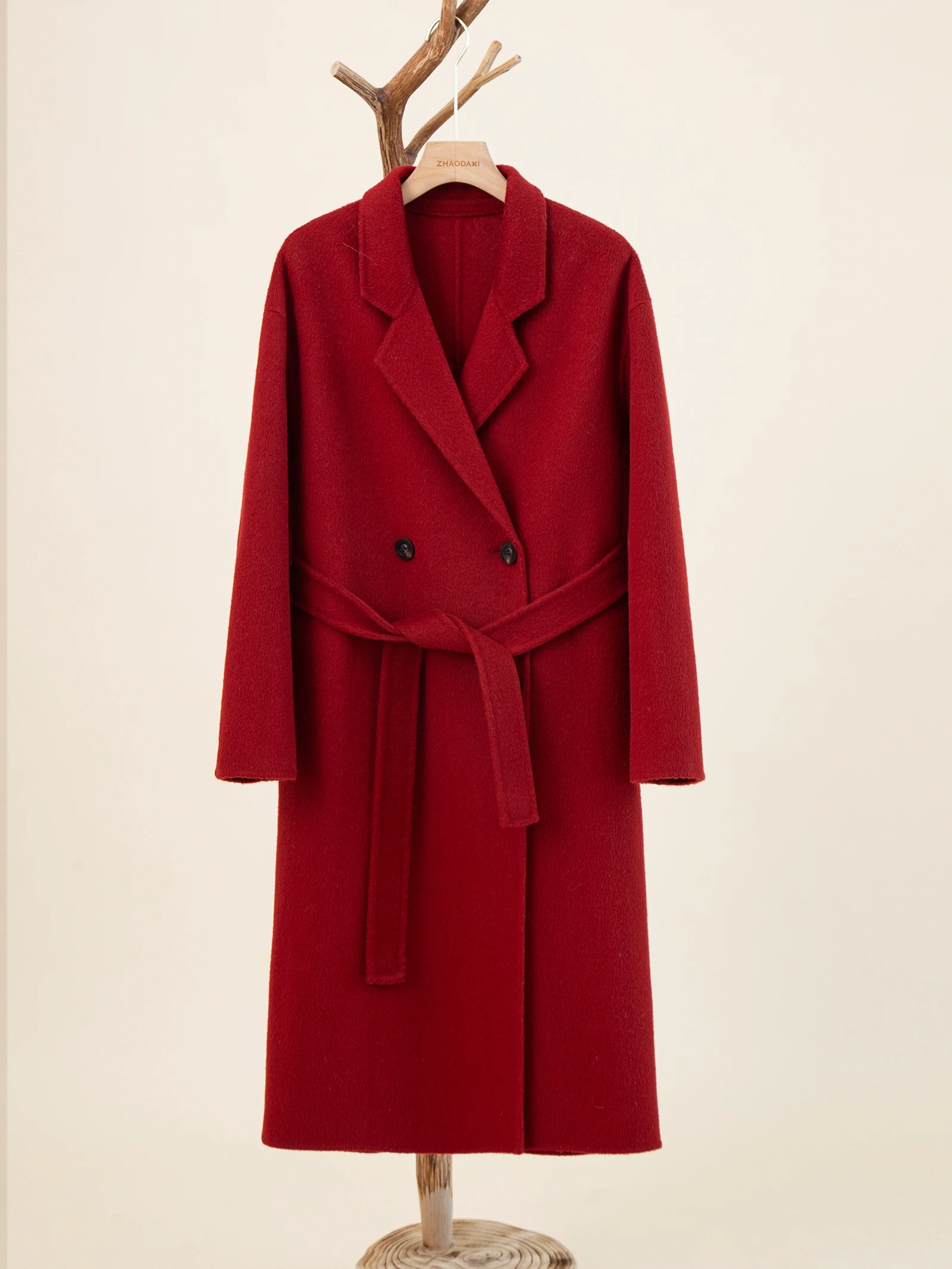 

Шерстяное пальто Zhaodaxi для новогодних встреч: модное, повседневное, с эффектом высокого класса, зимняя верхняя одежда, однотонное, для работы, простой дизайн