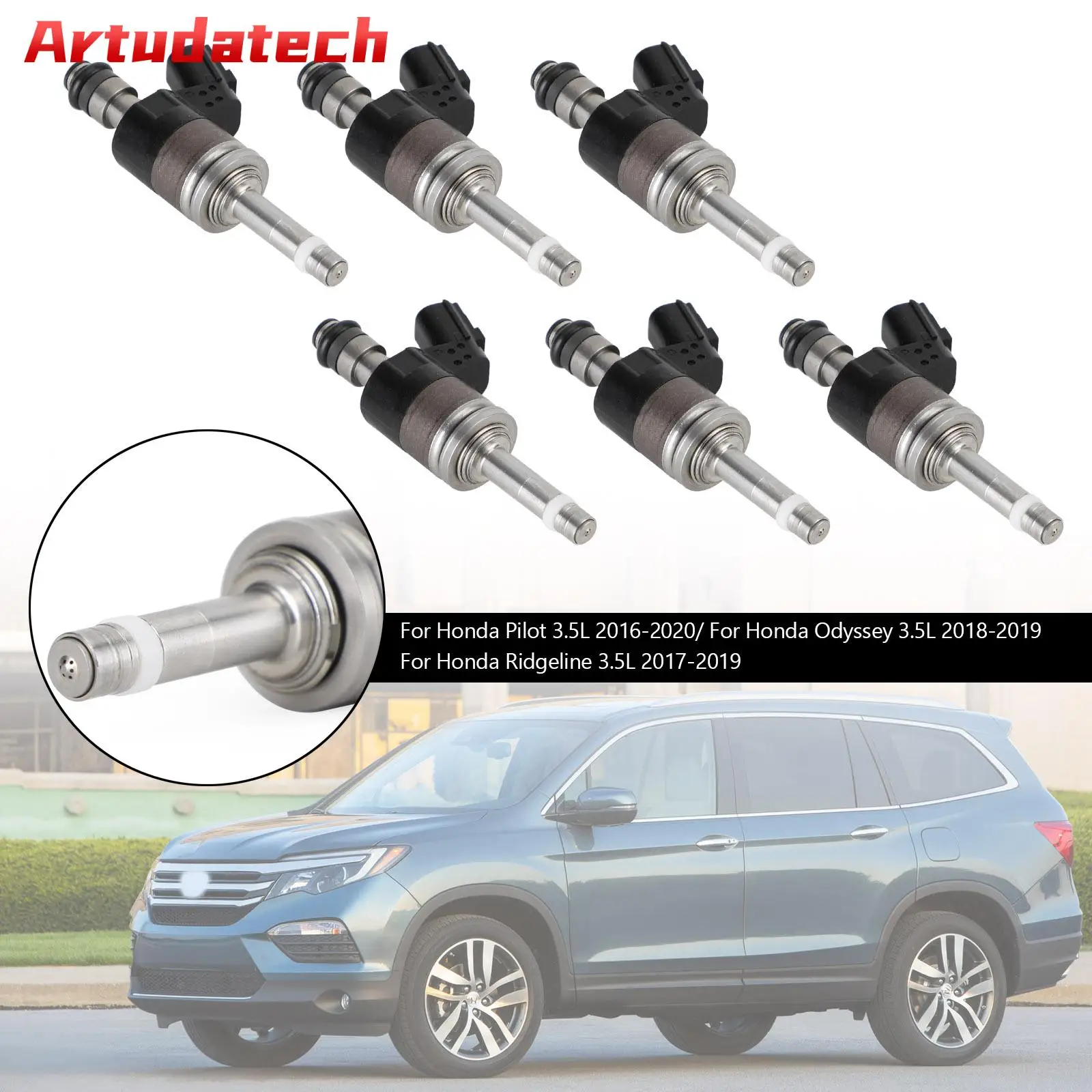 Artudatech 6PCS Fuel Injectors 16010-RLV-315 Fit For Honda Pilot Odyssey Ridgeline 3.5L V6 Car Accessories