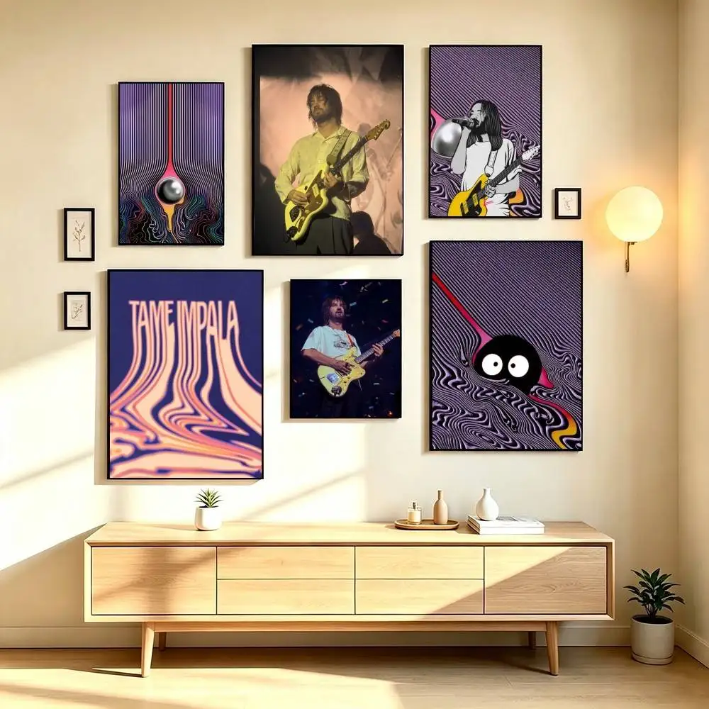 T-Tame Impala Rock Band Poster Waterproof Wall Art Sticker For Bar Living Room Vintage Decor High Quality Print Gift