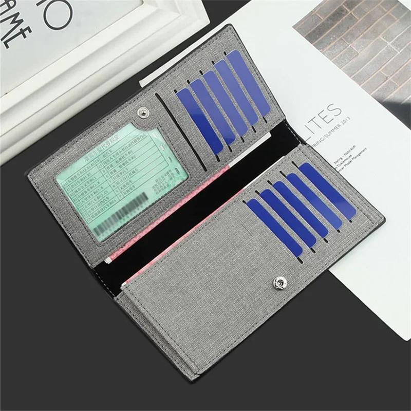 Casual Men Wallet Long Thin Wallet Canvas Clutch Bag Men's Credit Card Holders Student Coin Purse Hasp Wallet Men Cartera Hombre