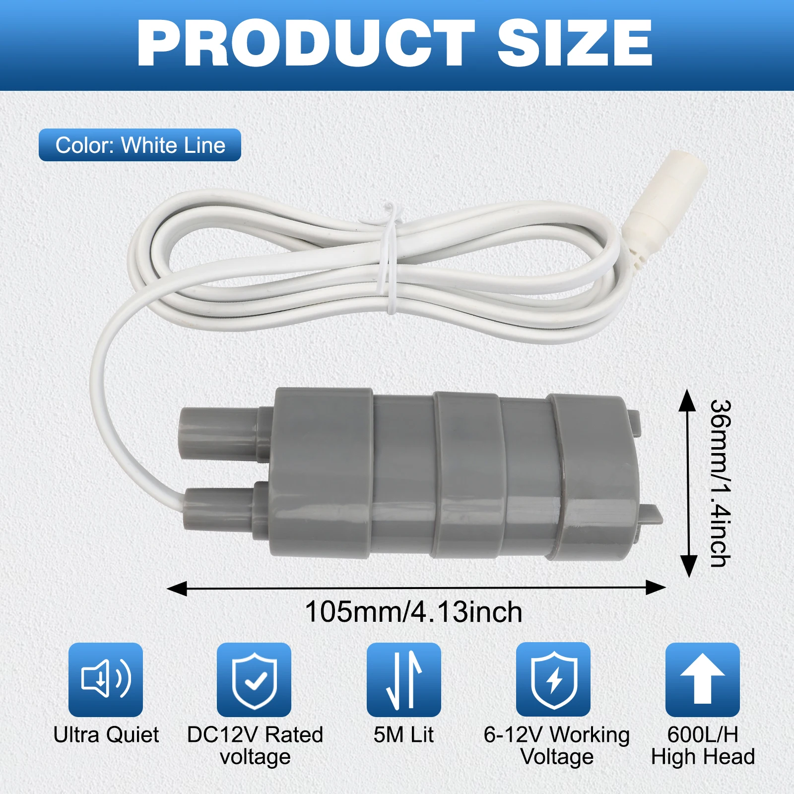 12V Submersible Water Pump Replacement Pump for Thetford Toilets C200 C200CW C2 C400 Black/White Car Accessories