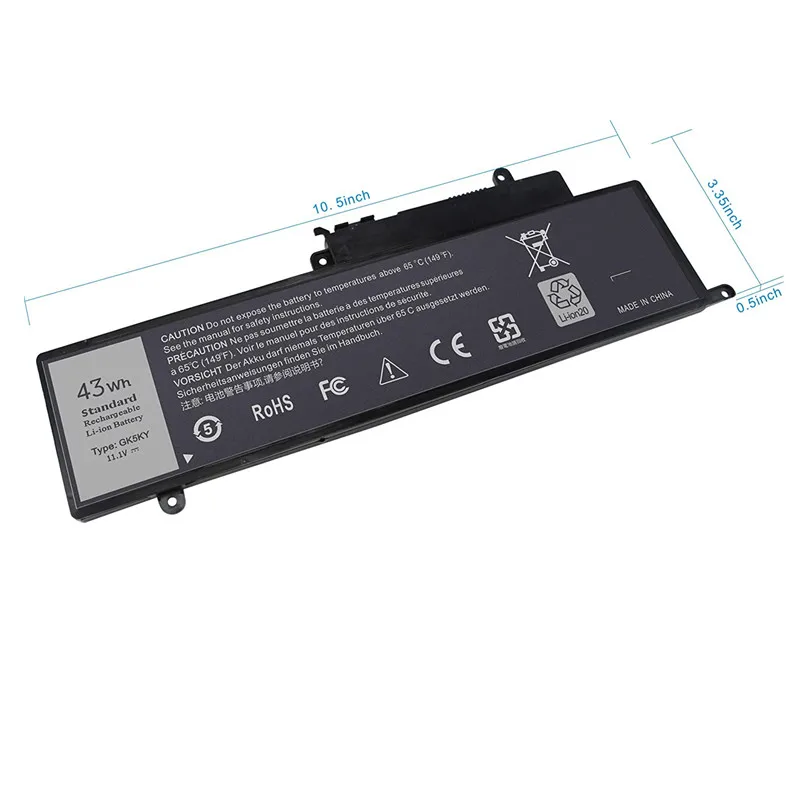 11.1V 43Wh GK5KY แบตเตอรี่แล็ปท็อปสําหรับ Dell Inspiron 13 7000 Series 7347 7348 7352 11 3000 Series 3147 3148 15 7000 Series 7558 ใหม่