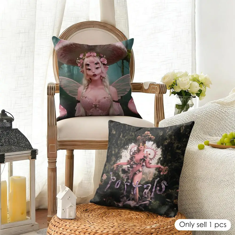 M-Melanie M-Martinez American Singer Cushion Cover Organic Linen Square Pillow Case Durable Non-Allergenic And Kind To Skin