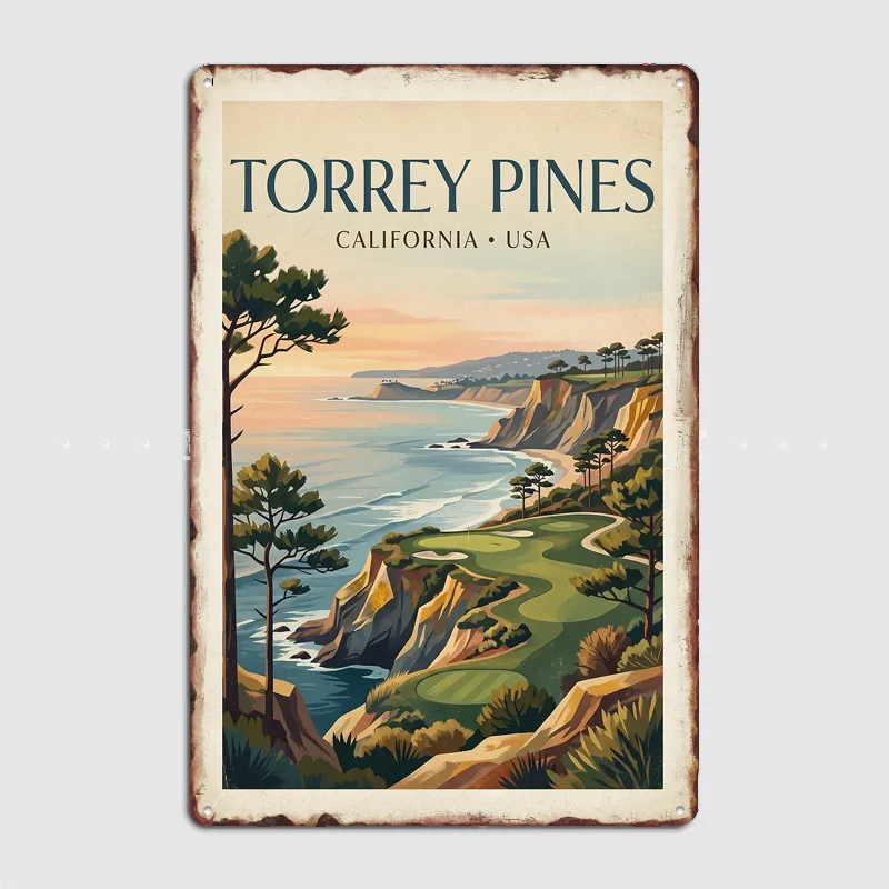 Torrey Pines Golf Course Poster Metal Posters Living Sign Indoor Outdoor Room Decoration Home Bar Decor Wall Decor