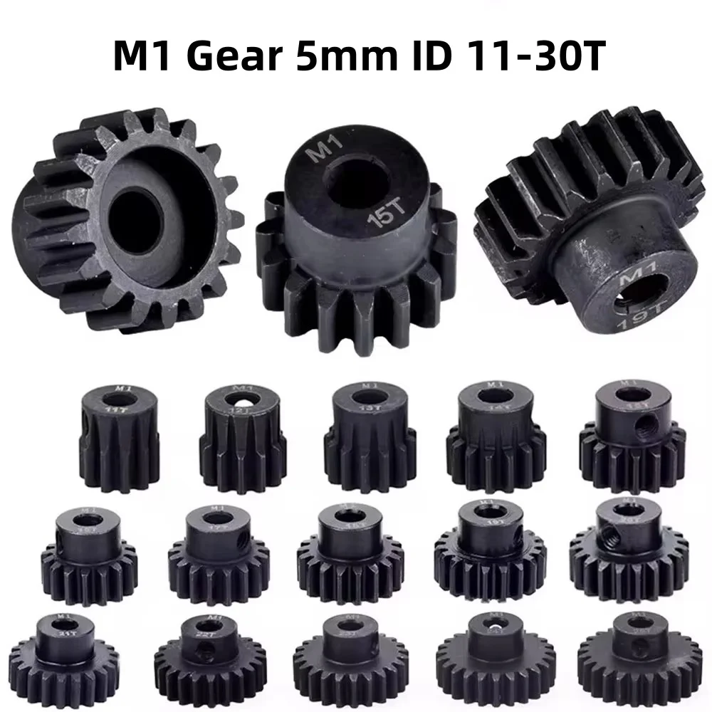 

M1 5 мм 12T 13T 14T 15T 16T 17T 18T 19T 20T 21T 22T 24T 25T 26T Стальная металлическая шестерня двигателя для 1/10 1/8 1/7 RC Модель автомобиля