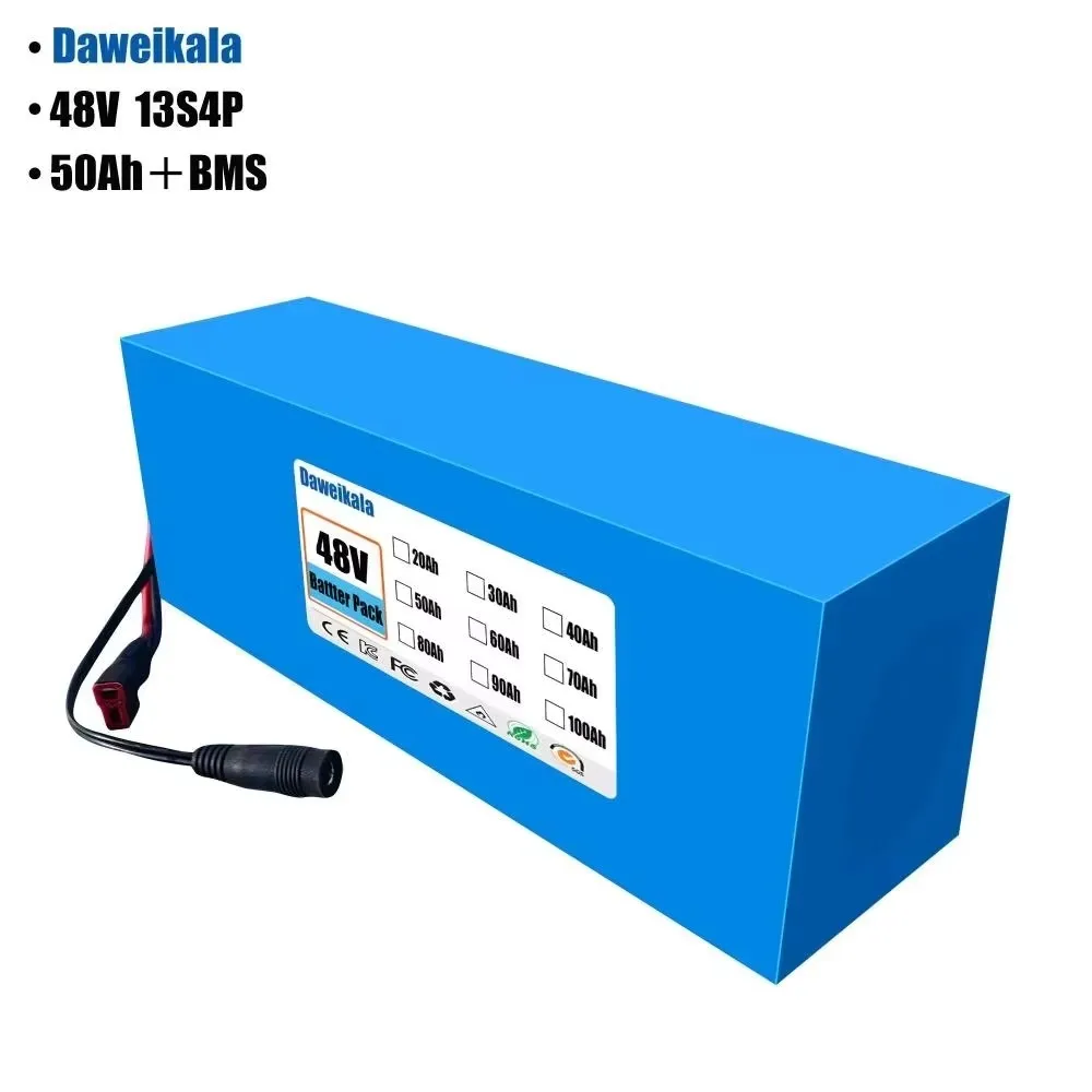 48V 50Ah 13S5P E-Bike Battery-High Power Lithium-ion Battery Pack for Electric Tricycle/Bicycle/Scooter with Smart BMS,Long Rang