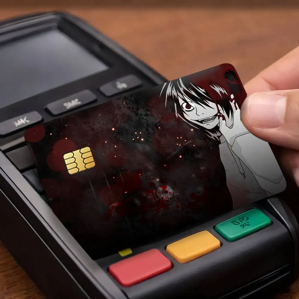 Cartoon Jeff the Killer Credit Decorative Card Stickers Suitable For Bank Cards Metro Transit Anti-scratch Gift 4PCS
