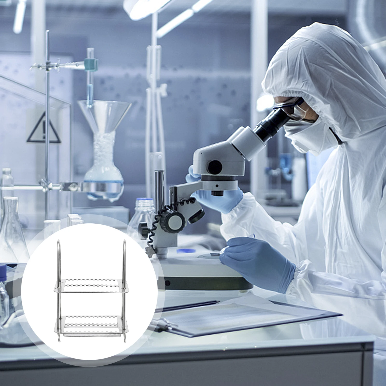 

Stainless Steel Staining Rack Microscope Slides Glass Holder Lab Tool Drying Bracket Specimens Teaching Equipment