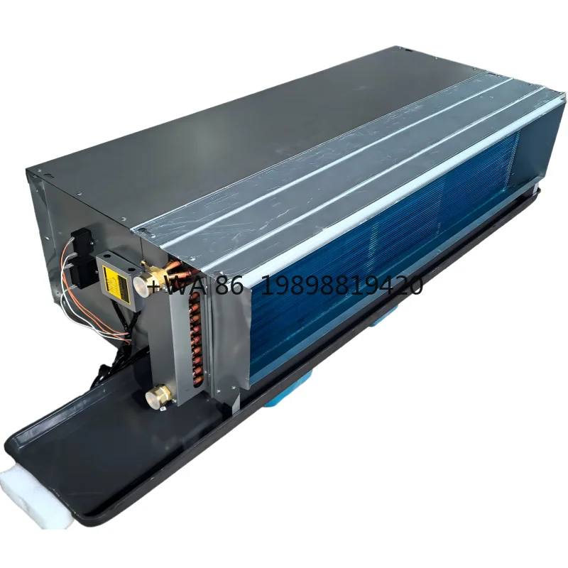 Groot luchtvolume Hoge statische druk Horizontaal verborgen gekoelde waterspiraal Fan Coil Unit Twee-pijps Drie-rij systeem AC-motor