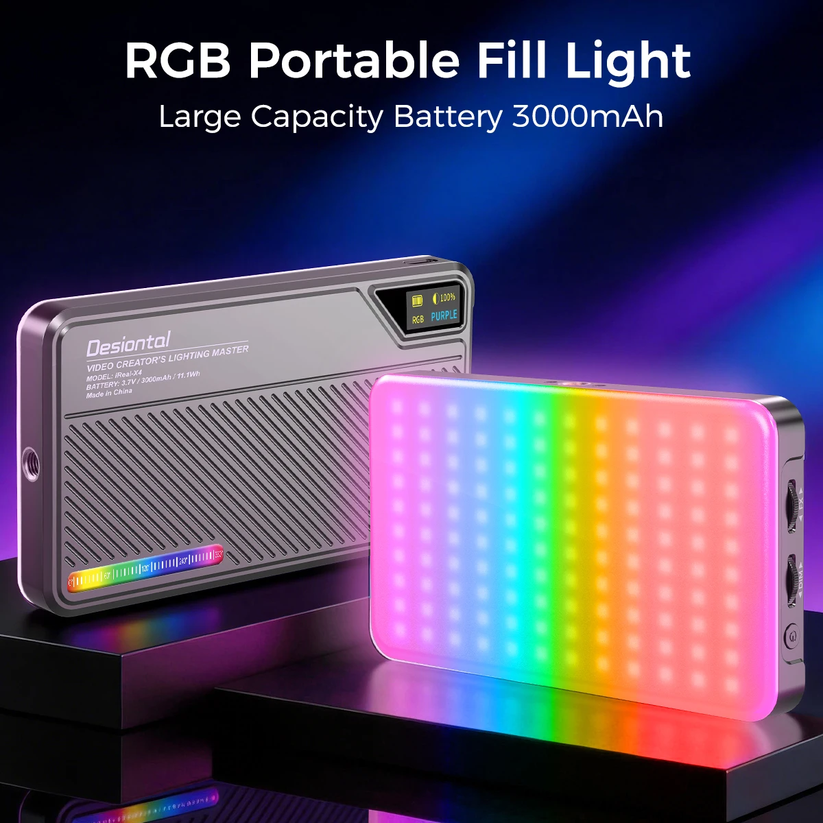 IReal X4 X3 Video Light RGB Pocket Fill Light Camera Lamps With Clip Cold Shoe Mount for Portrait Vlog Outdoor Shooting Portable
