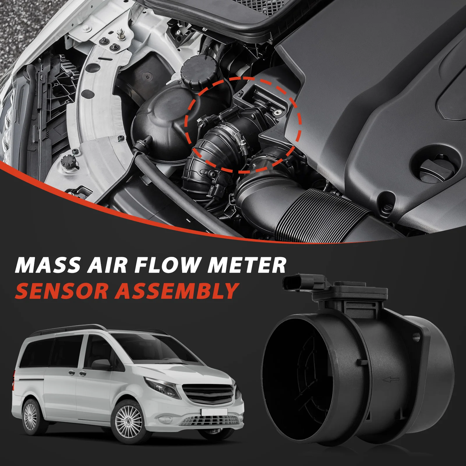 

4pins Mass Air Flow Sensor Meter for Mercedes-Benz W205 W176 W245 W246 X253 Sprinter Vito Tourer W447 5WK98101 6450900048