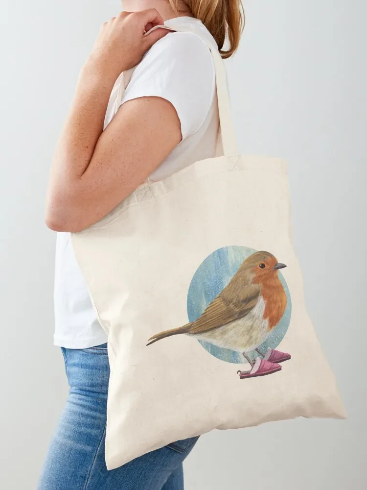 Cozy robin wearing slippers in blue Tote Bag Lady bags Women's beach bags Tote Bag