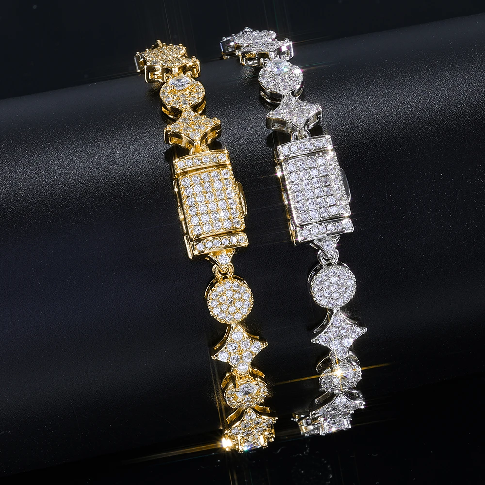 

ESKEEM Wholesale Iced Out Zircon Tennis Chain Bracelet Round Shape Cut Diamond Bracelets for Women Men Gift
