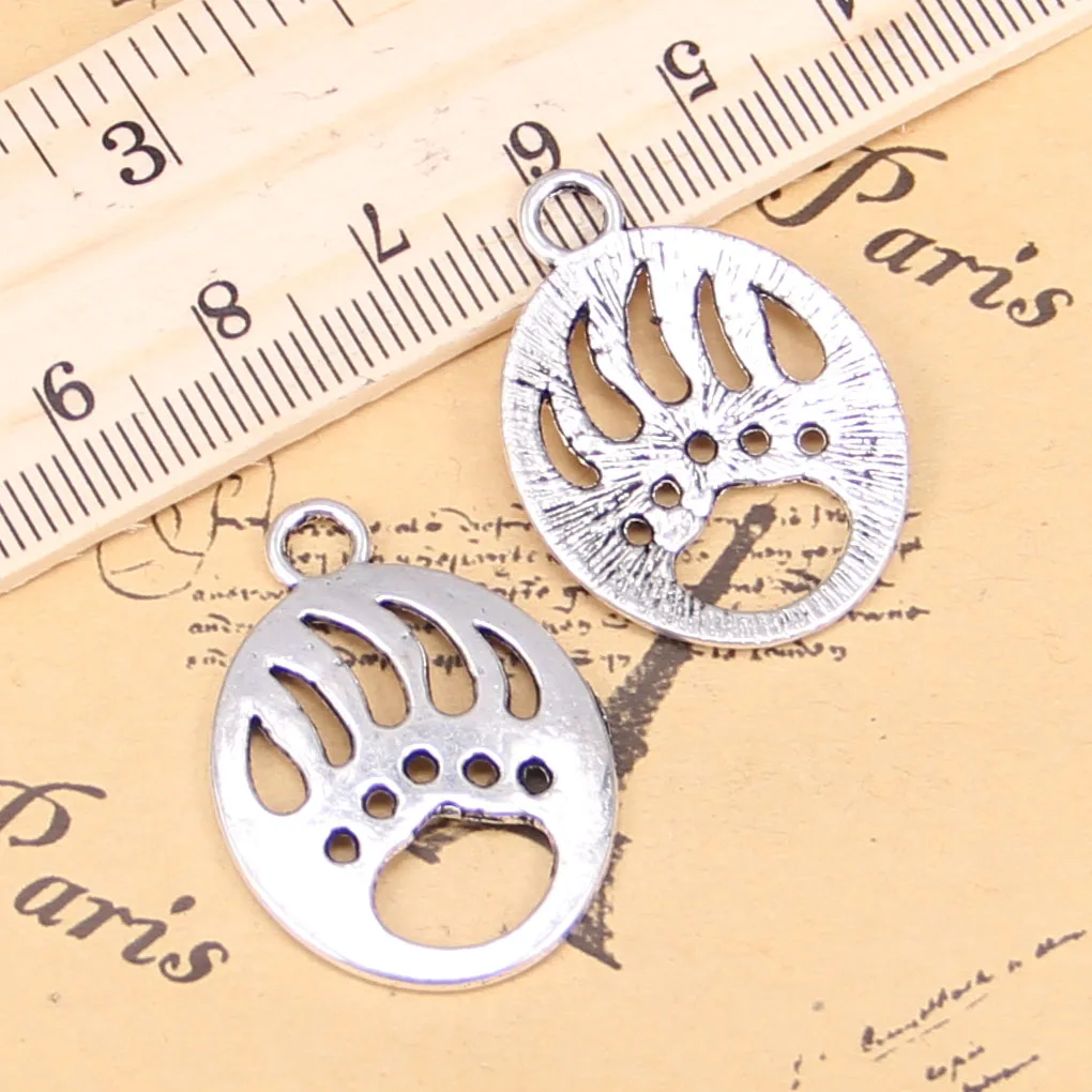 38pcs Charms For Jewelry Making bear paw 30x22mm Antique Silver Plated Pendants DIY Handmake Tibetan Silver Bracelet Necklace