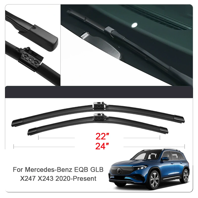 2PCS Car Blade Windshield Wiper For Mercedes-Benz A B C E-CLASS EQA GLA EQB GLB EQE SUV GLC GLE COUPE W177 W247Windshield Rubber