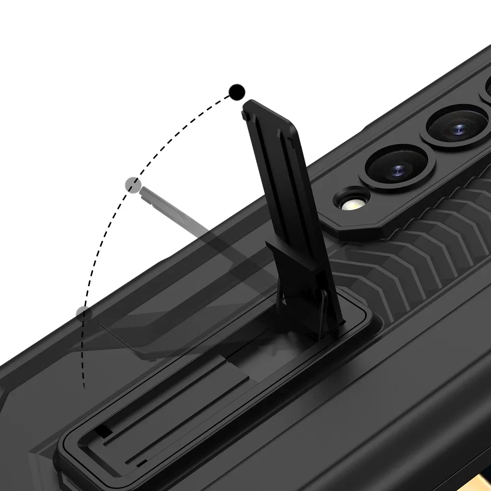 Magnetic Hinge Protection Pen Holder Hard Armour Case for Samsung Galaxy Z Fold 4 5G Fold4 Cover with Screen Protector Bracket