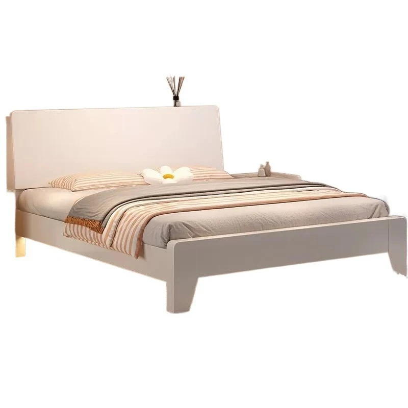 Cama totalmente de madera maciza de 1,5 metros, dormitorio principal doble para el hogar, grande, simple, moderno, grueso, individual, renta de 1,2 metros