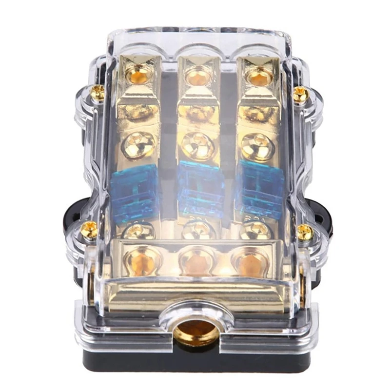 4/8 Gauge In Line ANL 1 In 3 Fuse Holder Distribution Block With 60A Fuses For Car Stereo Car Audio