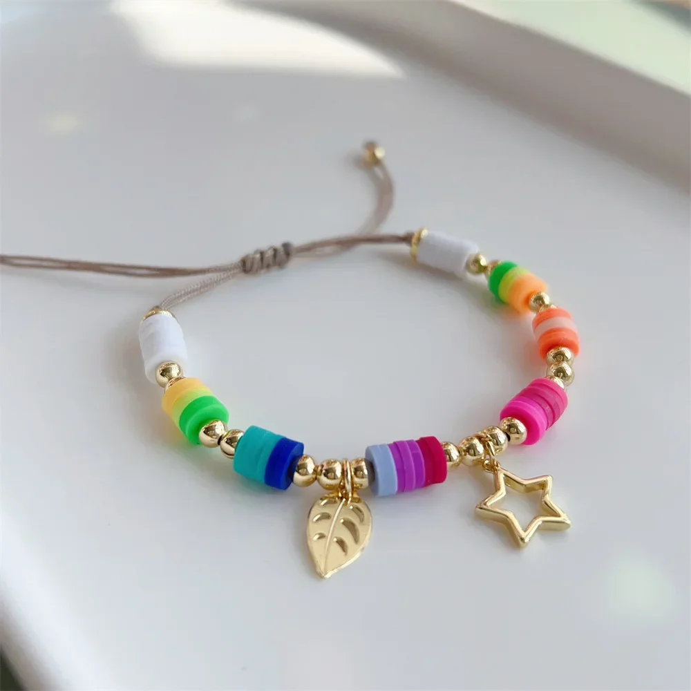أساور KKBEAD-بوهو للنساء ، ورقة ، سحر النجوم ، حبات هيشي الملونة ، مجوهرات للفتاة والصديق