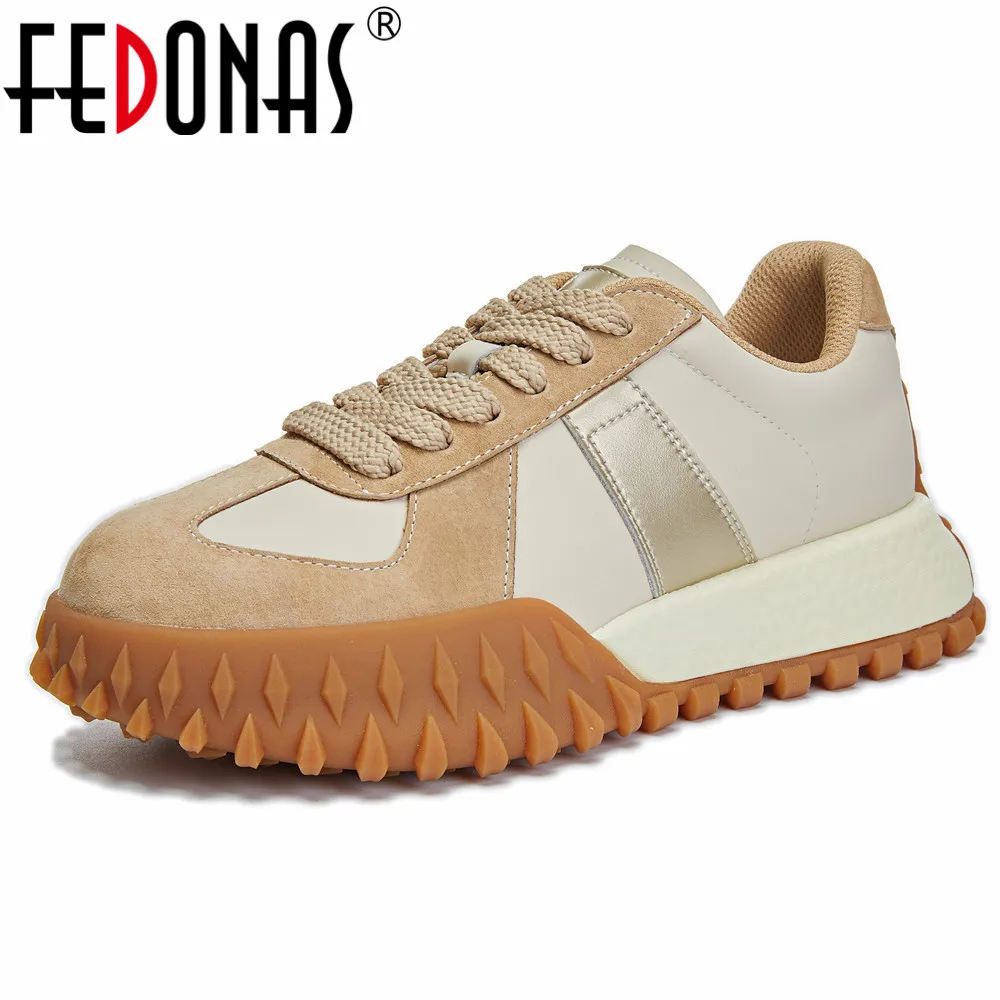 FEDONAS Suede Leather Women Sneakers Lace Up Spring Summer Autumn Fashion Sport Casual Shoes Woman Flats Platforms Sneakers