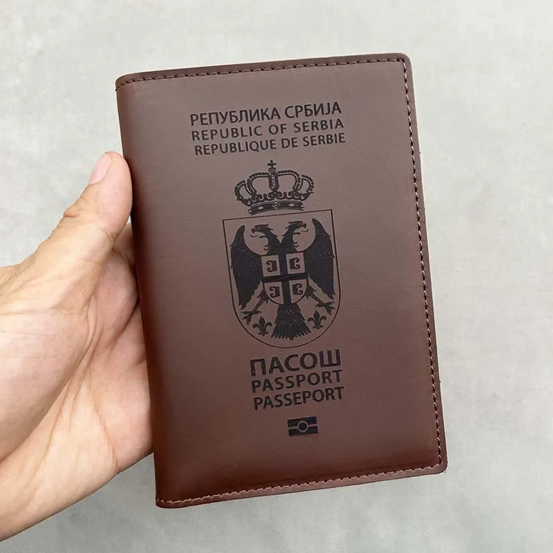 100% Leather Republic of Serbia Passport Cover Personalised Names Genuine Leather Republika Srbija Passport Holder Passport Case