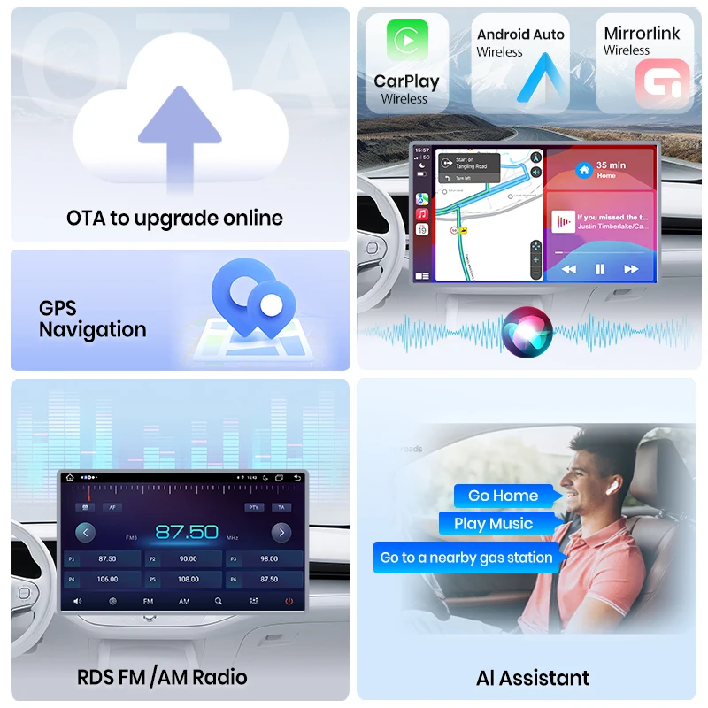 Junsun 7 9 10 ''راديو ستيريو السيارة العالمي CarPlay أندرويد السيارات لشركة فيات رينو نيسان بيجو أنظمة الملاحة الذكية #3