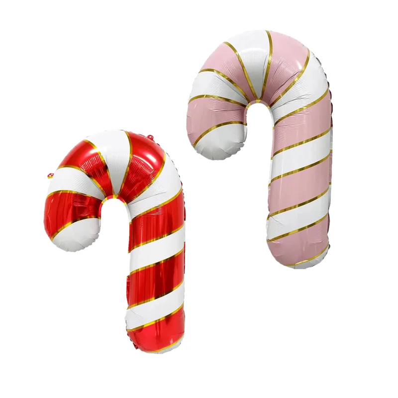 10pcs New Pink Gold Christmas Cane Balloons Large Size Candy Cane Foil Balloon Xmas Globos Kids Toys for Christmas Decorations