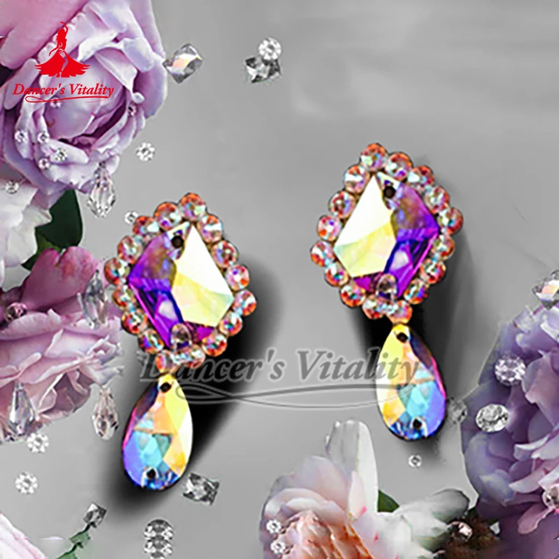 Adult Latin Competition Clothing Matching Earrings Ballroom Belly Dance Photography Studio Luxurious AB Stones Fashion Accessory