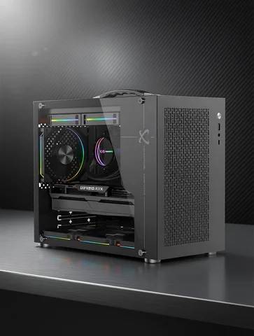 Power Train X-Gamerx X100 Pro M-ATX PC Case Transparent Side 240 Water-Cooled TYPE-C ATX SFX Power Supply MINI Portable Case