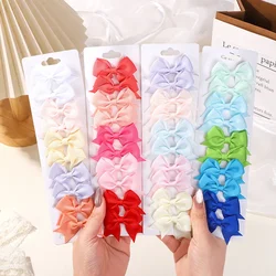 10Pcs Solid BB Hair Clips Cute Bows Girls Ribbon Bowknots Barrettes Baby Hairpins Headwear Kids MiNi Hair Accessories Set