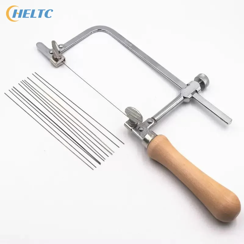 1PCS Adjustable  Mini Coping Saw With Wooden Handle Extra Cutting Blades Adjustable Metal Frame DIY Craft Cutting Hand Tools