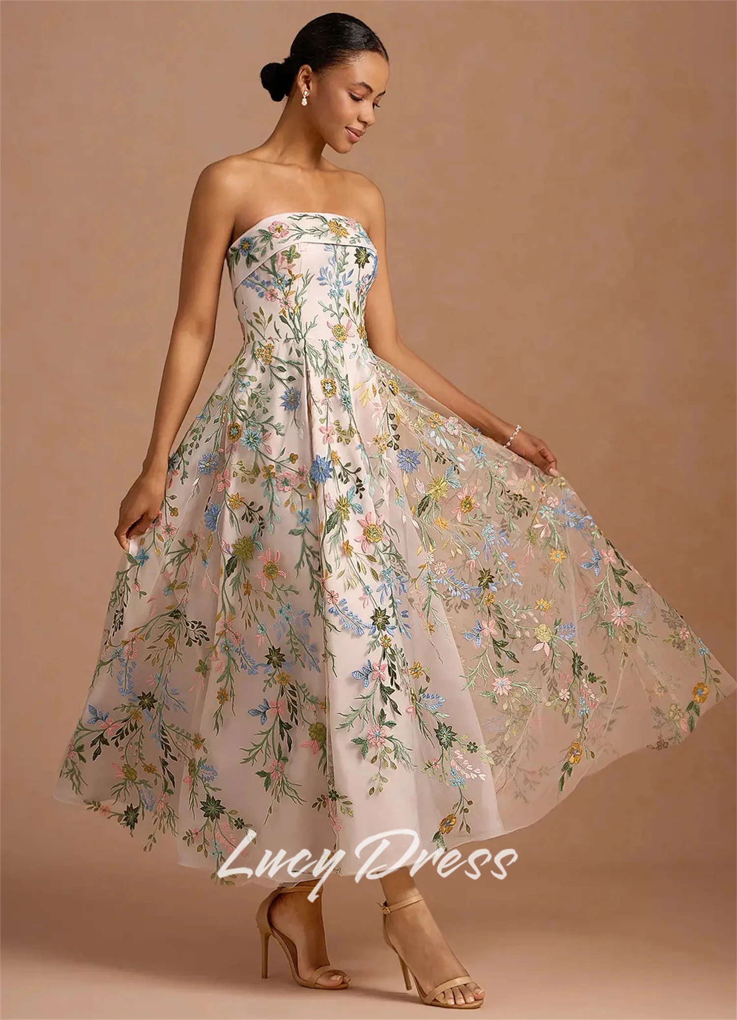 Lucy Customized Flower Fabric Party Dress - usage example